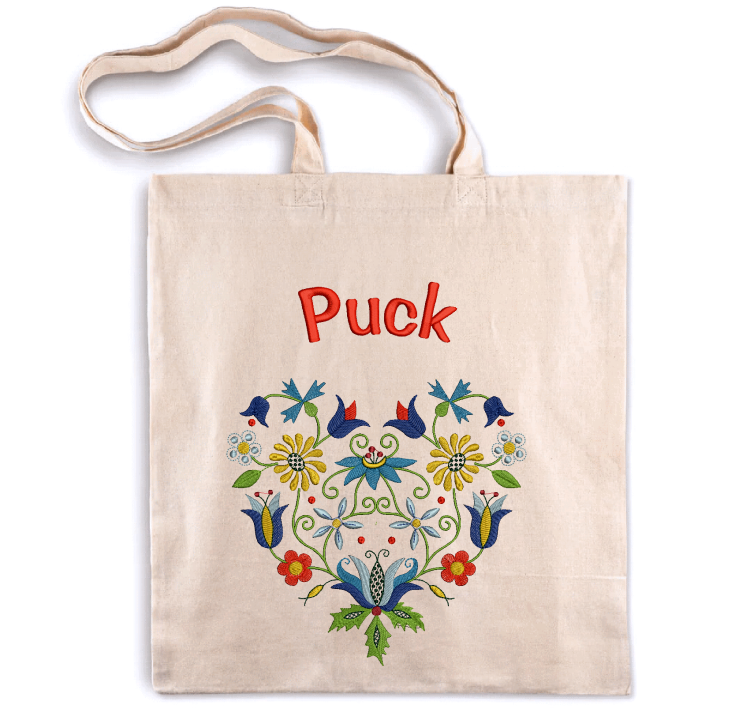 Torba ecru z kaszubskim haftem i napisem Puck