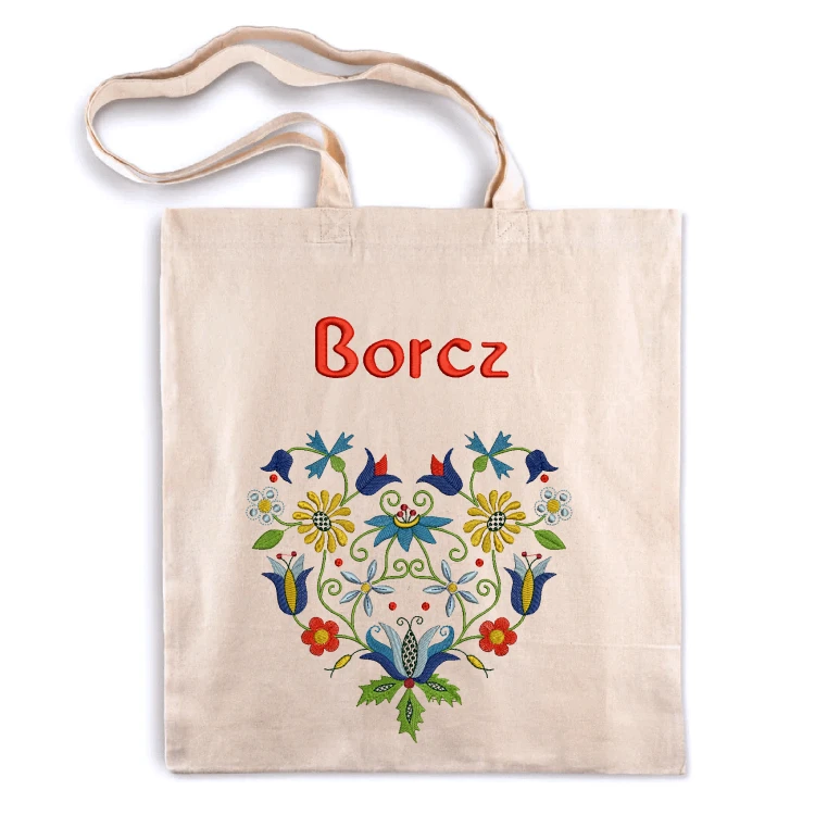 Torba bawełniana z kaszubskim sercem i haftem Borcz