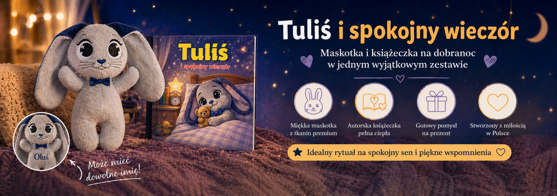 Maskotka i książeczka na dobranoc